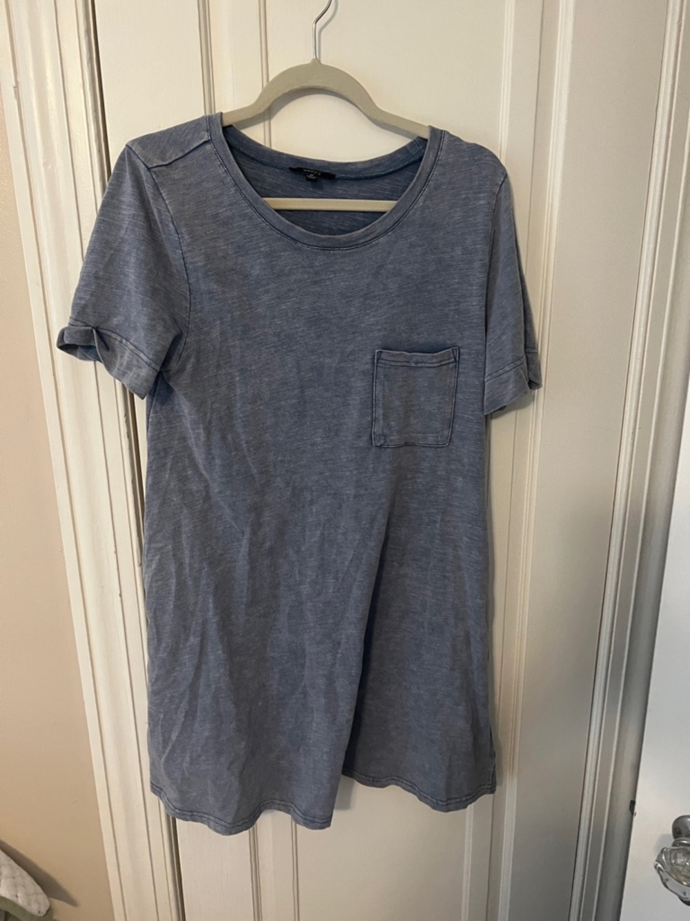 Very J Blue Short Sleeve Pocket Dress
